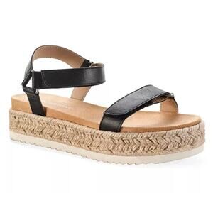NEW Sun & Stone Rylaan Wedge Sandal Black Womens Shoes US 9.5 Box Espadrille